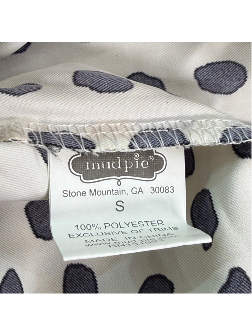 Mud Pie Polka Dot Dress Women’s Size S 4-6 White Black Ruffle Collar - Picture 7 of 7
